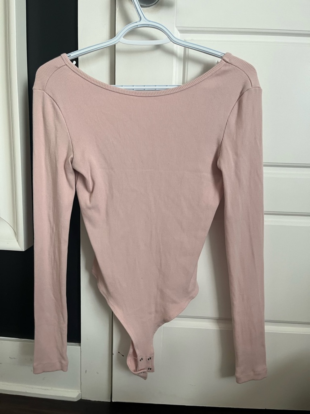 Dynamite Long-Sleeve Ribbed Bodysuit - Blush Pink